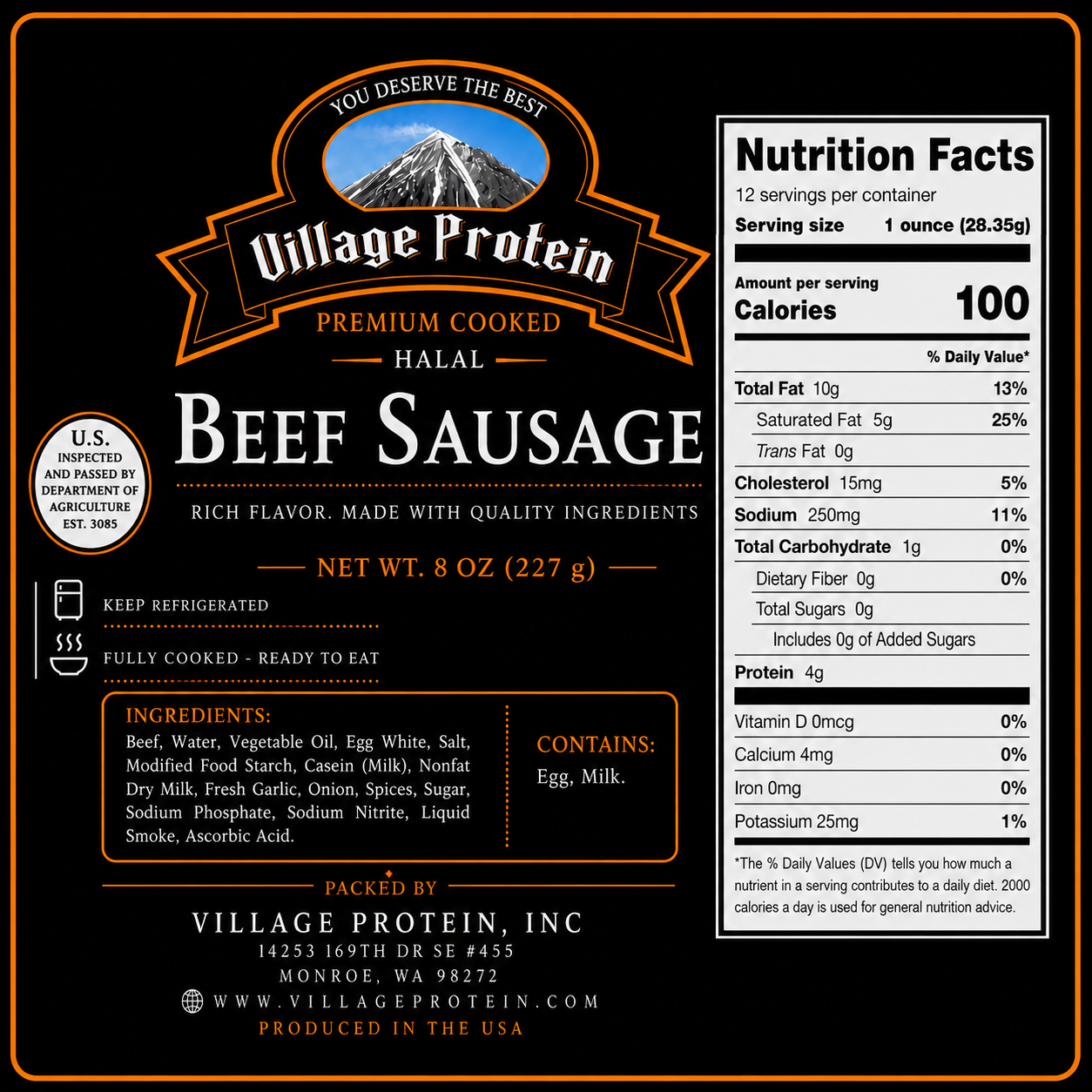 Village Protein Premium Beef Sausage
